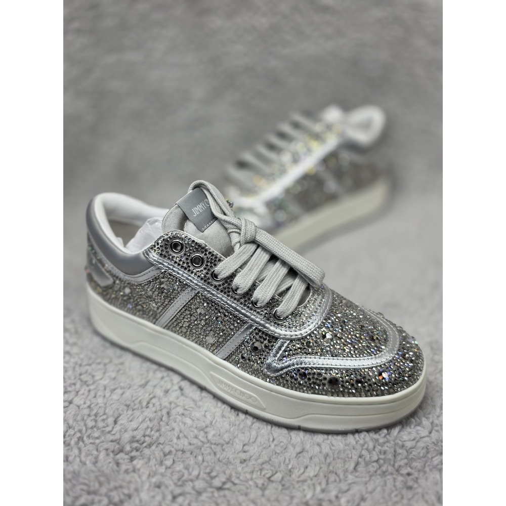 Jimmy Choo Hawaii Crystal Satin & Leather Sneaker‎ Women's EU36.5 US 6.5 - Picture 5 of 16